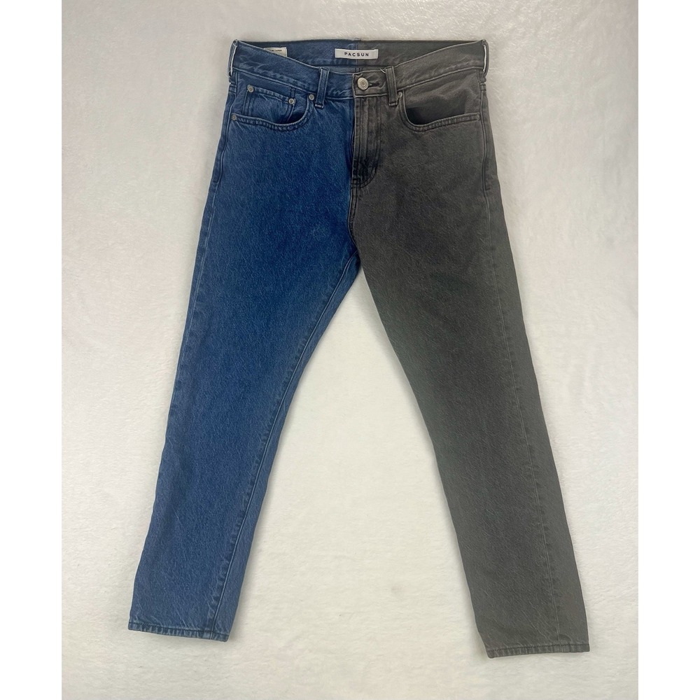 PacSun Jeans Mens‎ 30 x 30 Blue Black Cotton Denim Dual Panel Slim Taper Leg